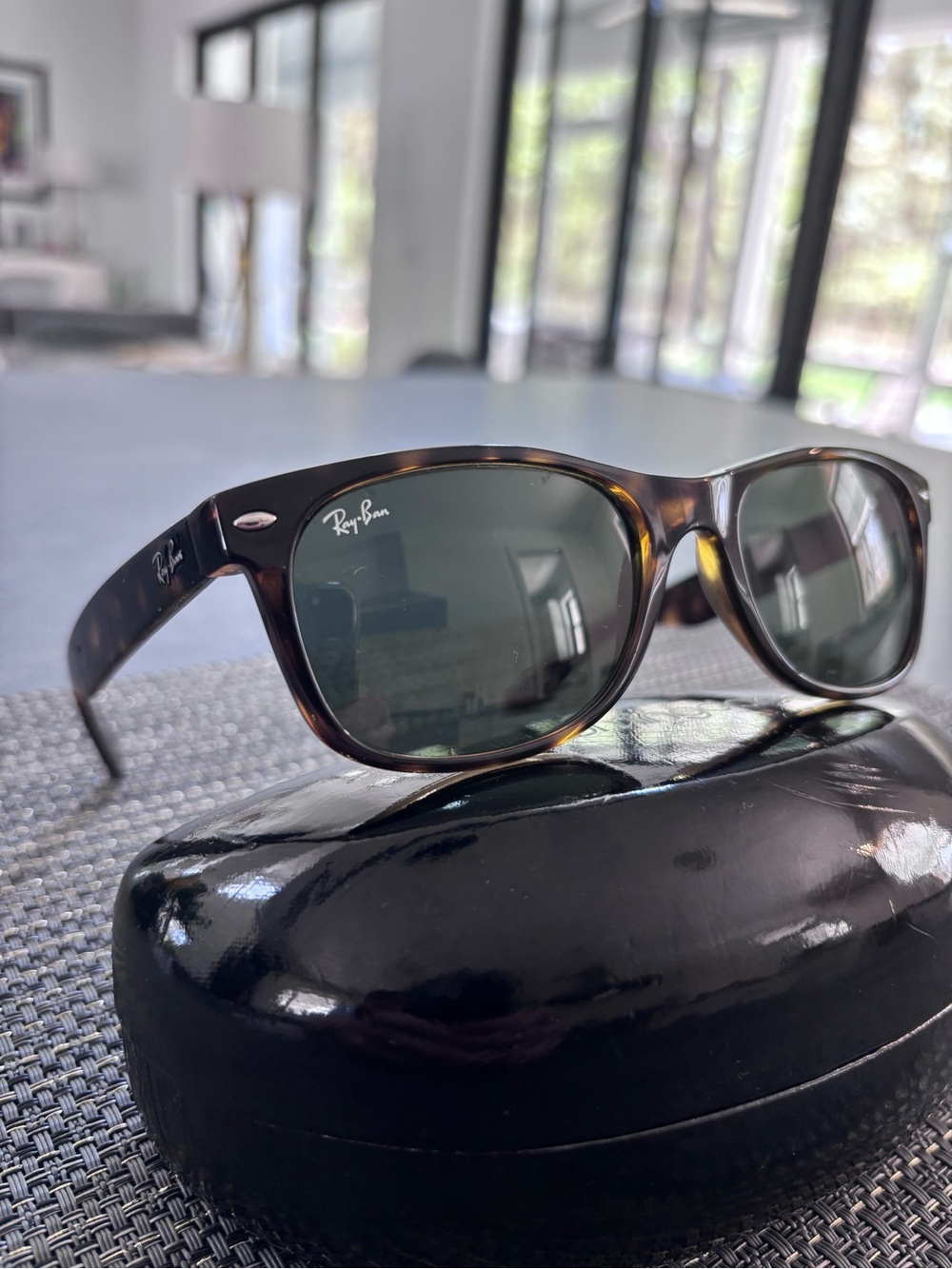 Ray-Ban Tortoise Frame Sunglasses with Green Lenses